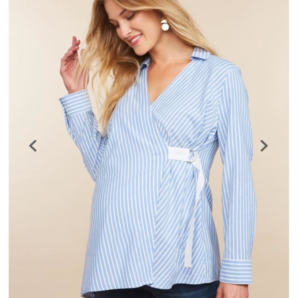 Motherhood Maternity Long Sleeve Striped Blouse